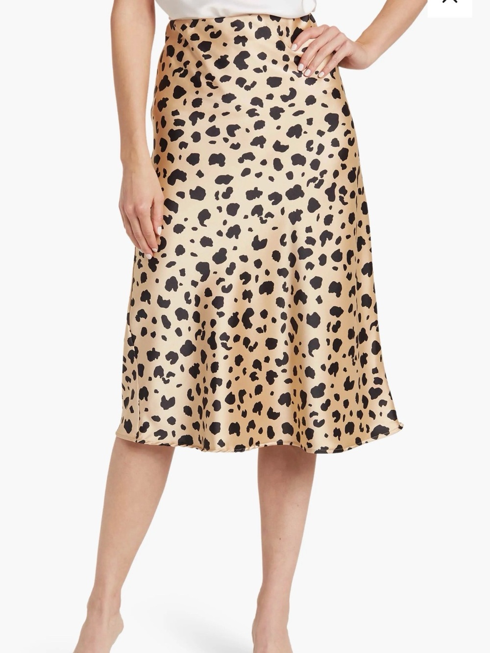 Nordstrom Leopard Print Satin Midi Skirt - Beige and Black